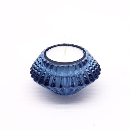Portavelas reversible con diseño de flor para cena / vela de té - Azul