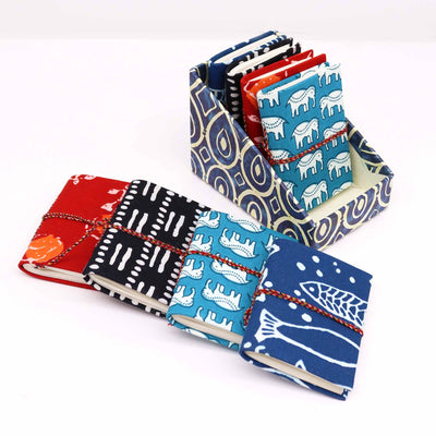Block Print Carnets en coton reliés 7x10cm (présentoir)