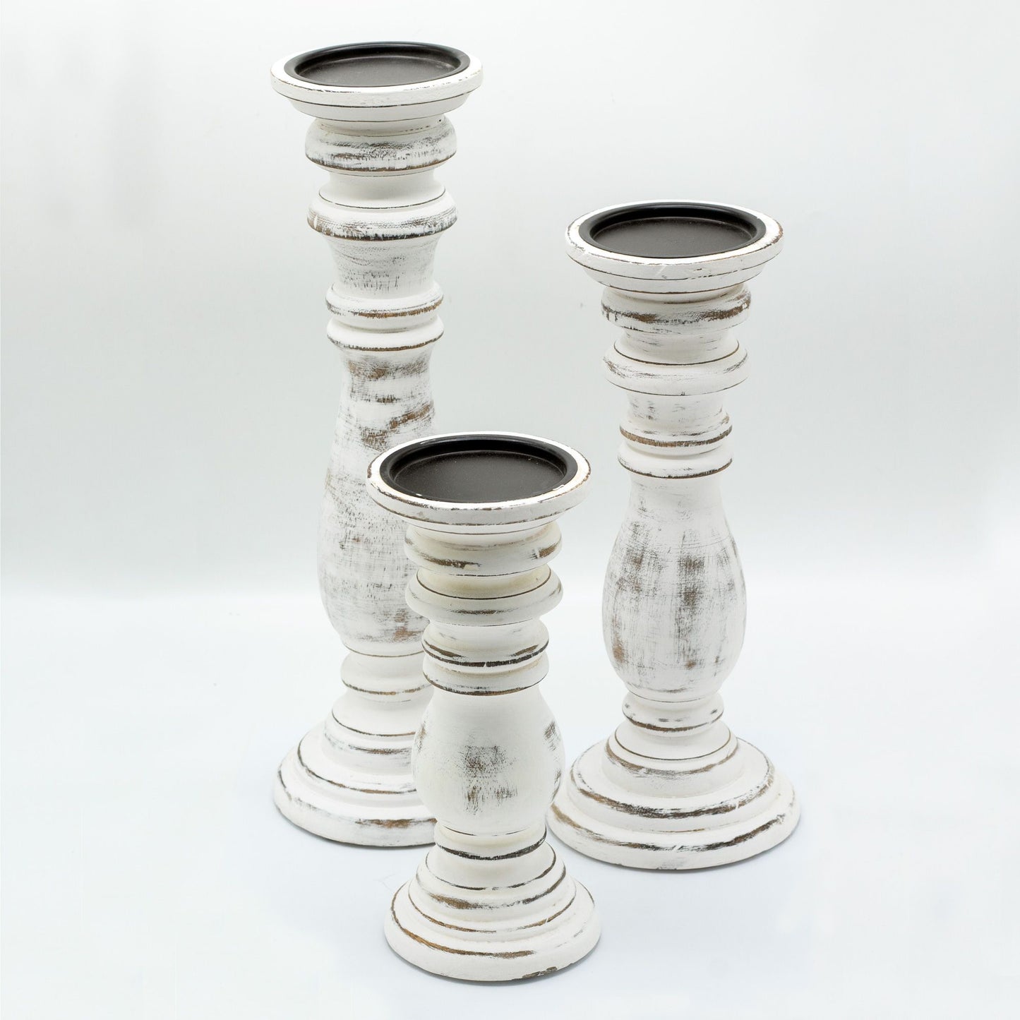 Candelero Clásico - Blanco - 30x10cm - Mediano - Candelabros de Madera