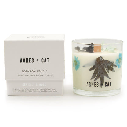 Agnes + Cat Vela de Cera de Soja Botánica - Sal marina y musgo - Agnes + Cat Velas botánicas de cera de soja, Cruelty Free