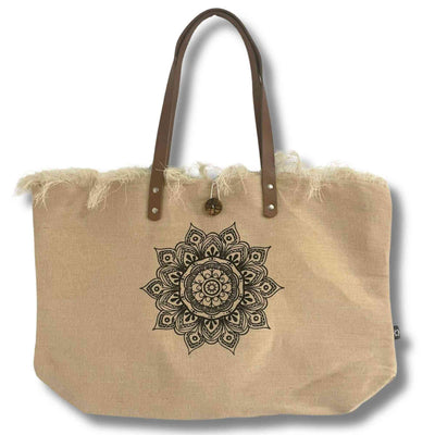 Sac Naturel Anse Cuir - Fleur de Vie