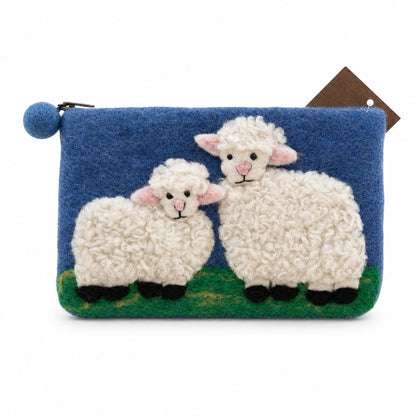 Bolsa de fieltro de oveja, estilo campo, con cremallera (3 surtidos)