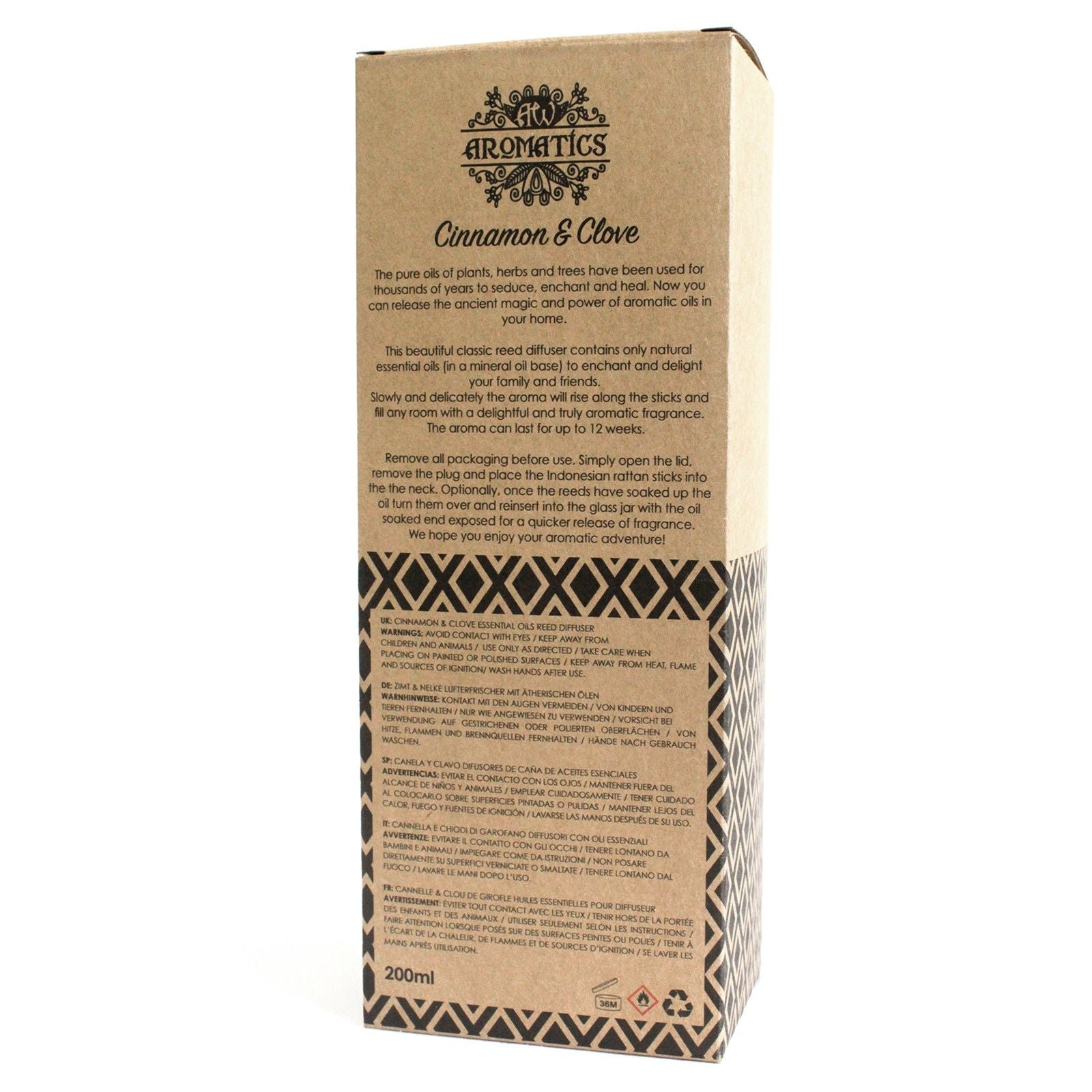 Difusor de Varillas con Aceites Esenciales - Canela Y Clavo - Difusor de Caña de Aceites Esenciales