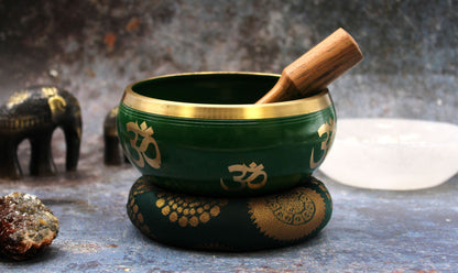 Juego de Cuenco Tibetano Lrg - Árbol de la vida - Verde 14cm - Artículos Tibetanos