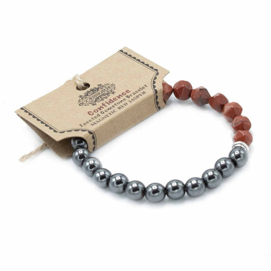 Carved Gemstone Bracelet - Magnetic Red Jasper