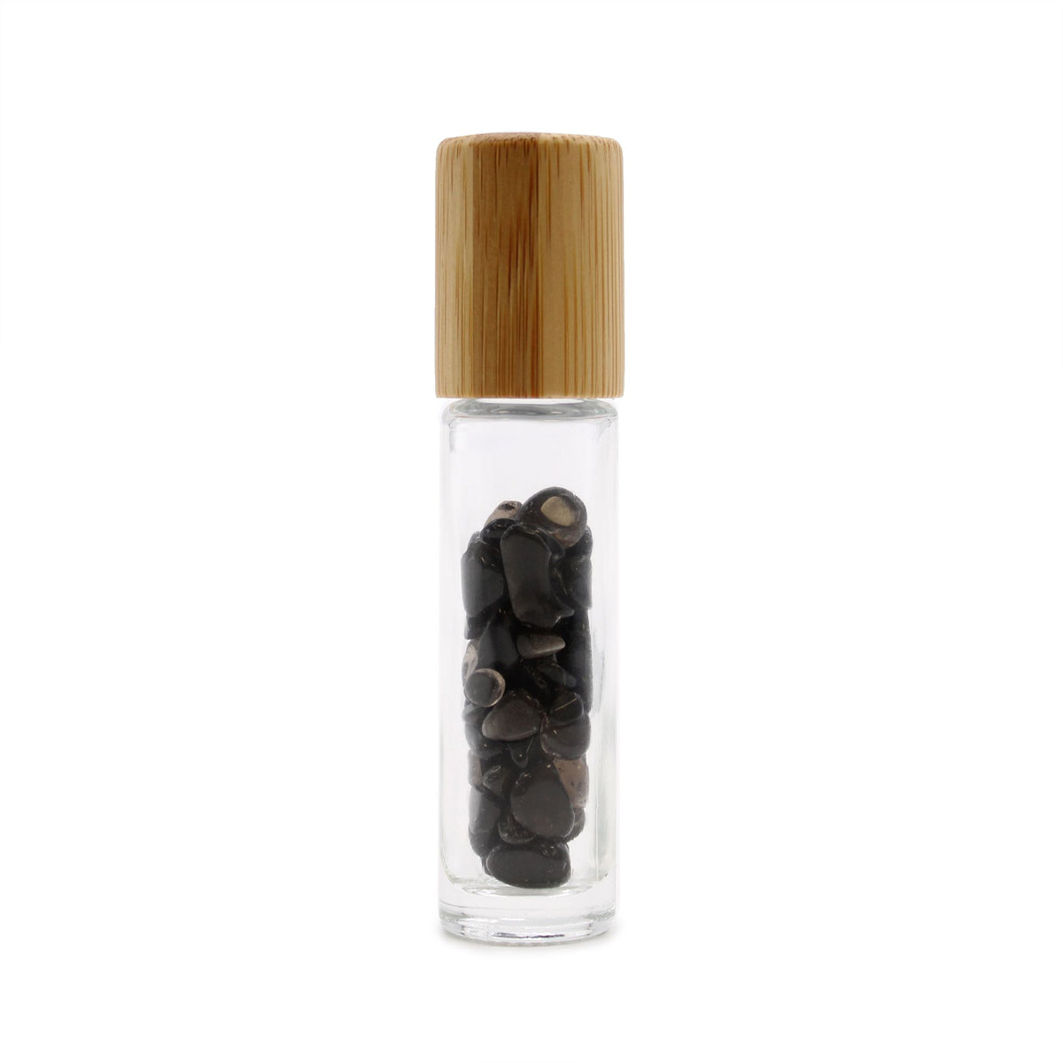 Botella de rodillo de aceite esencial de piedras preciosas - Turmalina negra - Tapa de madera - Botellas Roll-on con gemas 10