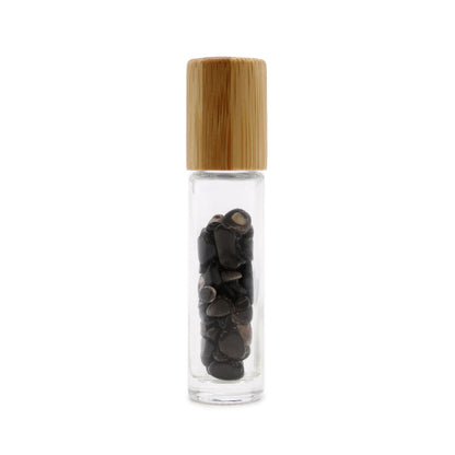 Botella de rodillo de aceite esencial de piedras preciosas - Turmalina negra - Tapa de madera - Botellas Roll-on con gemas 10