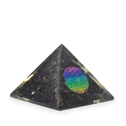 Piramides de orgonita pequeñas 5.5x4.5cm - Flor de la Vida - trozos de tormalina negra - Objetos y pirámides de orgonita