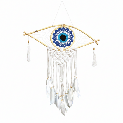 Atrapasueños - Med Macramé Evil Eye Azul / Blanco / Negro