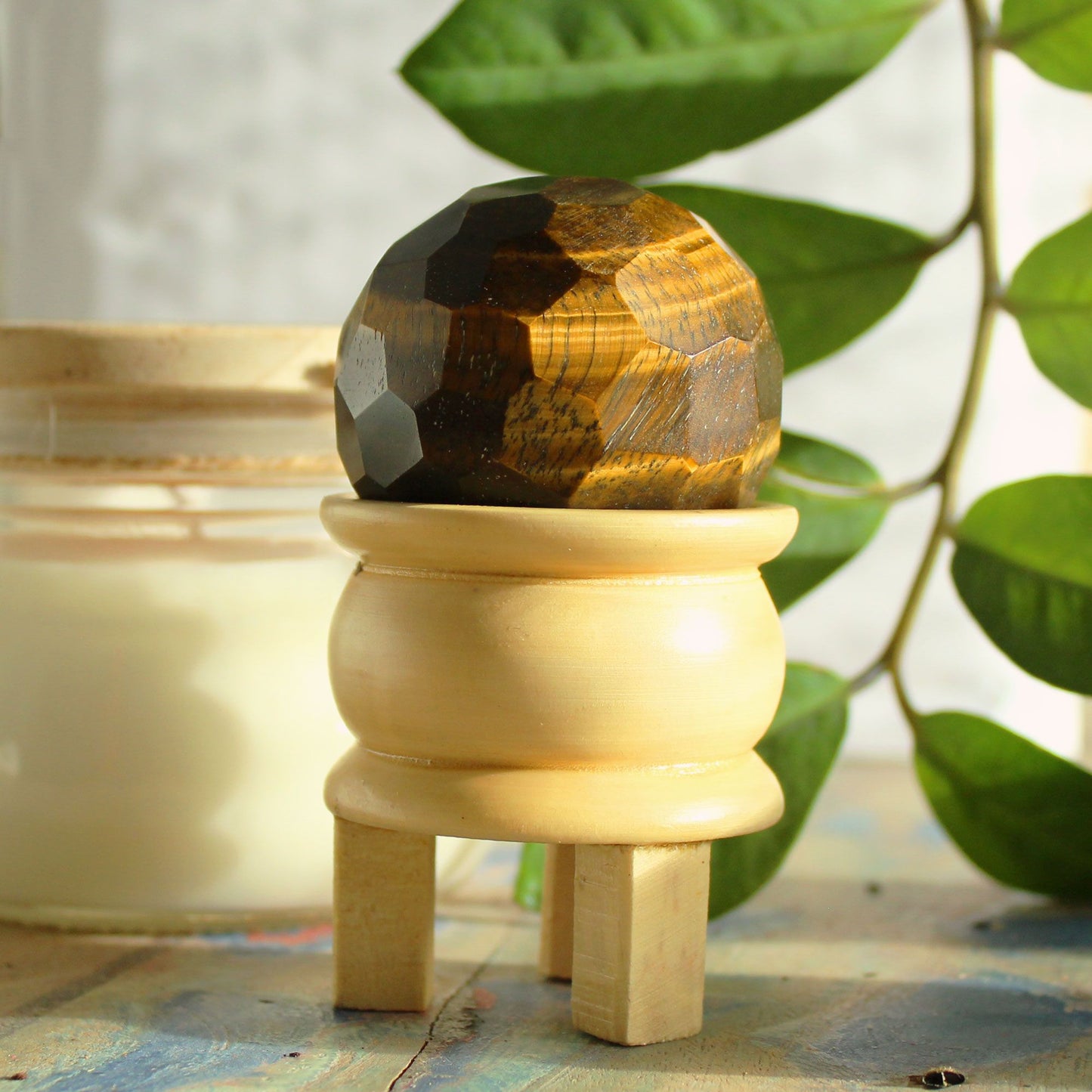Bola Curativa de Piedras Preciosas y soporte - Ojo de tigre - Bolas curativas de piedras preciosas