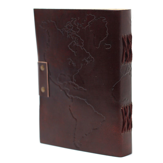 Leather World Map Notebook
