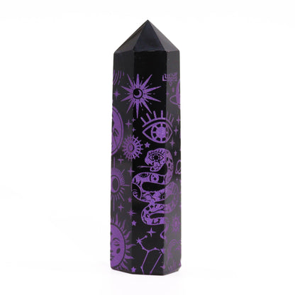 Puntas de Obsidiana Negra (aprox 60-70 gm 9cm) - Historia Mística - Morado Profundo - Torres de Obsidiana Negra