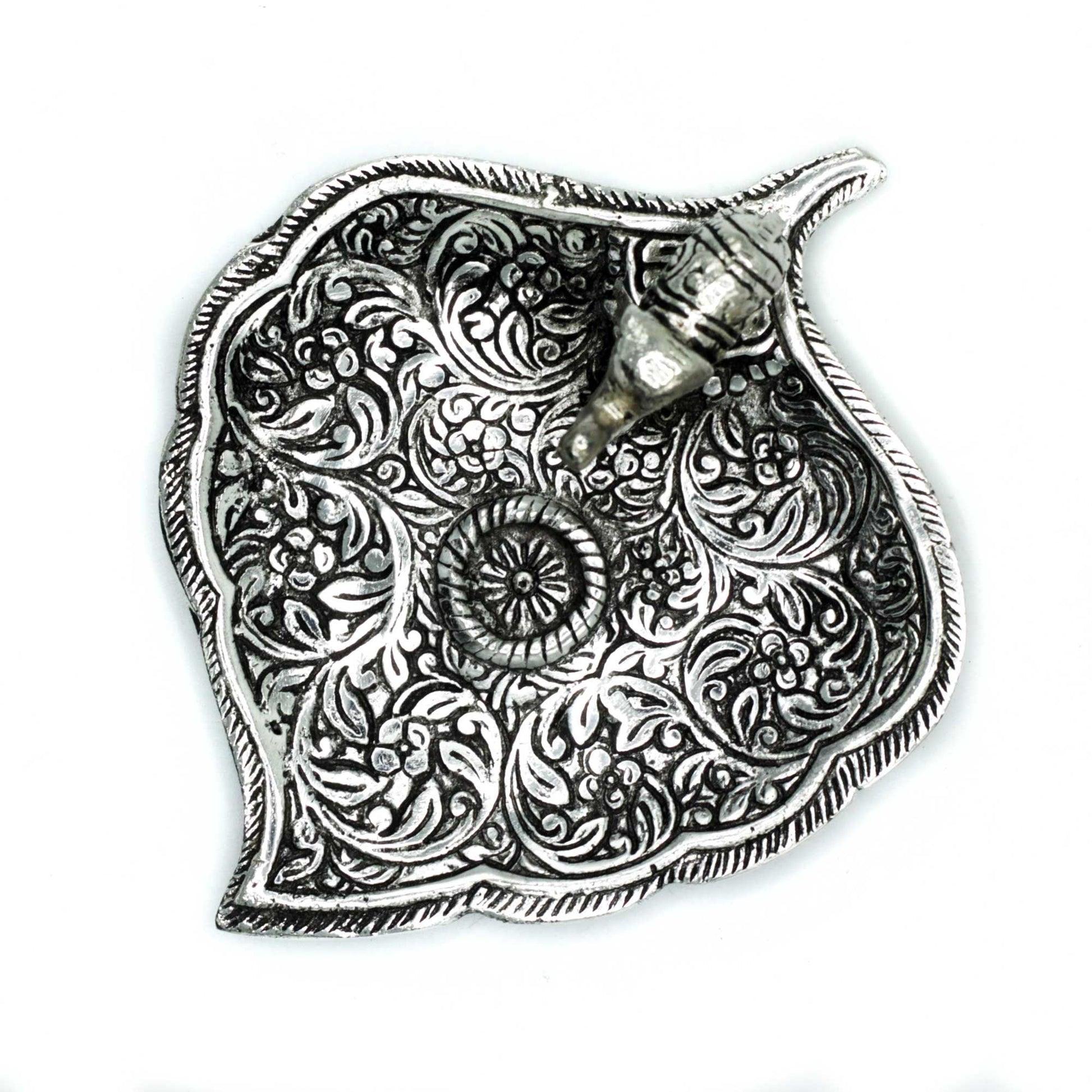 PortaIncienso Hoja de Elefante Aluminio Pulido 11cm - Portainciensos de aluminio hechos a mano