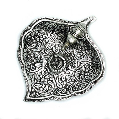 PortaIncienso Hoja de Elefante Aluminio Pulido 11cm - Portainciensos de aluminio hechos a mano