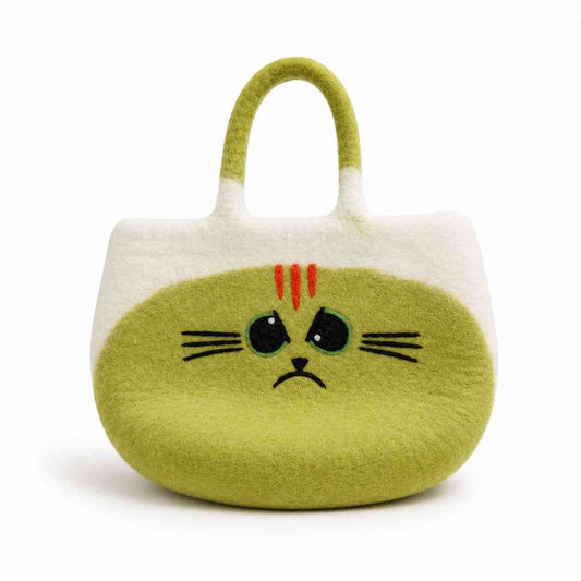 Bolso de fieltro grande de gato gruñón - Bolsos de Fieltro | El Bazar de Tizar