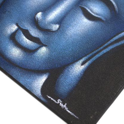 Cuadro de Buda · Acabado Arena y Azul Texturizado