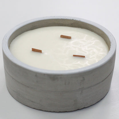 Redondo Grande - Vainilla Y Naranja Triturada - Velas de madera de hormigón, cera de soja