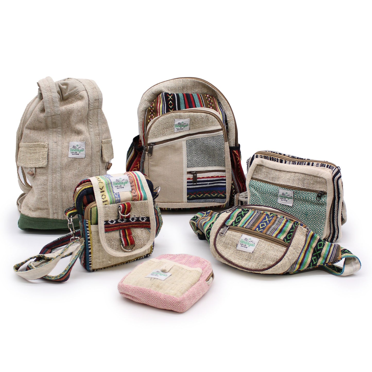 Mochila pequeña de cáñamo - Estilo cuerda y bolsillos