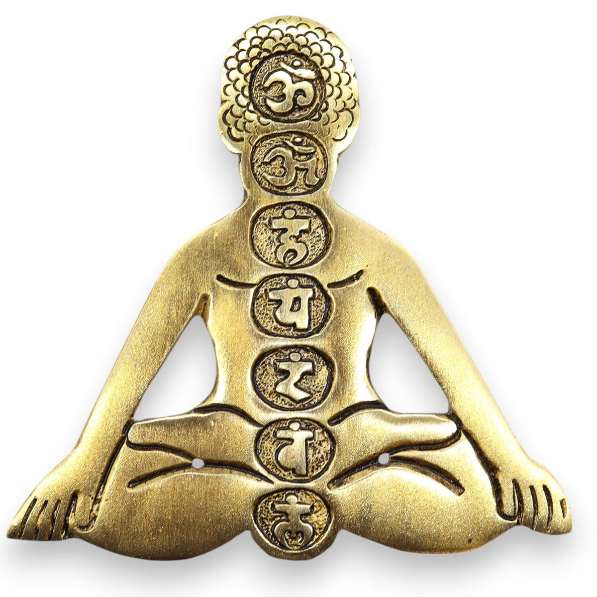 Porta Incienso Yoga Siete Chakras Aluminio Dorado 12x12cm - Portainciensos de aluminio hechos a mano