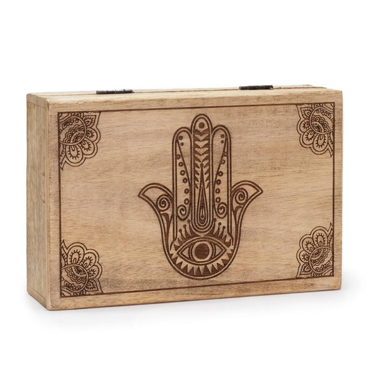 Caja rectangular grande 21.5x14x6.3cm - Hamsa Negro