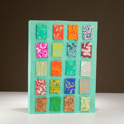 Cuaderno Lokta Mini Tiles – Grande (21x15 cm) – 45 Hojas – Incluye Marcapáginas – Turquesa