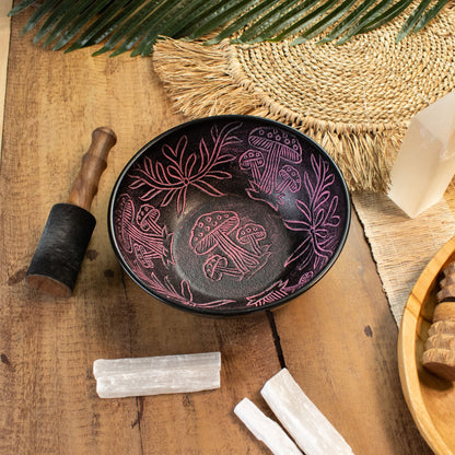 Cuenco tibetano de aluminio - Hongo Mágico - Rosa (20 cm)