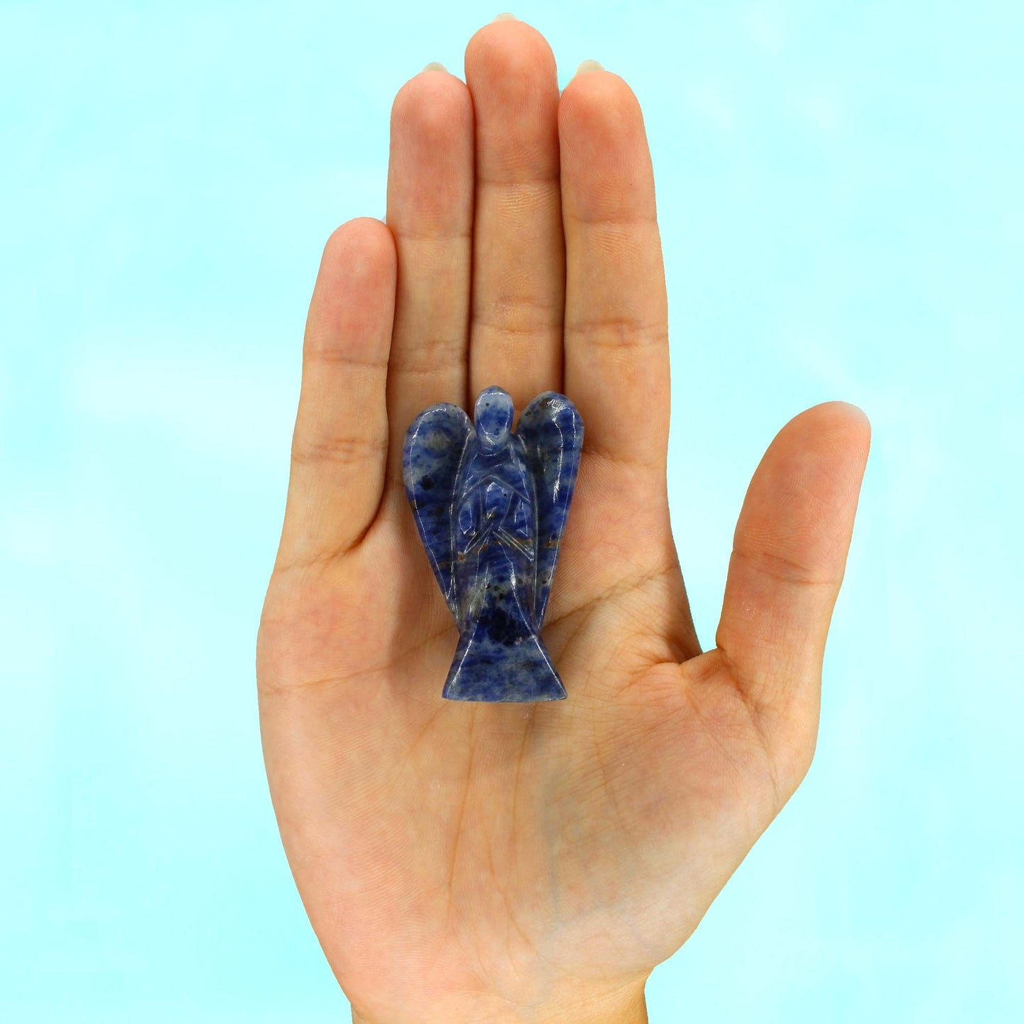 Ángel de piedra preciosa tallada a mano - Sodalita - Figuras de Piedras Preciosas