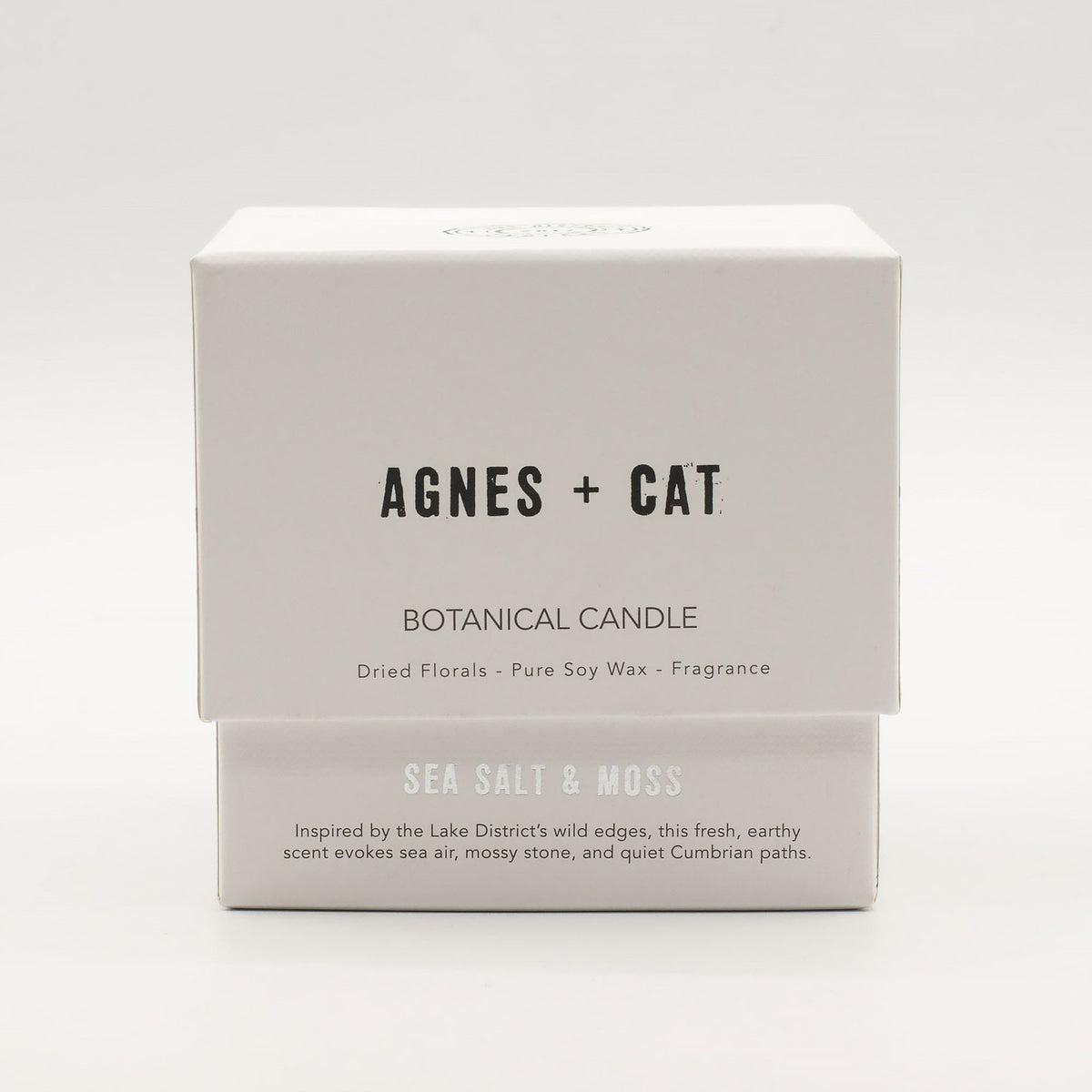 Agnes + Cat Vela de Cera de Soja Botánica - Sal marina y musgo - Agnes + Cat Velas botánicas de cera de soja, Cruelty Free