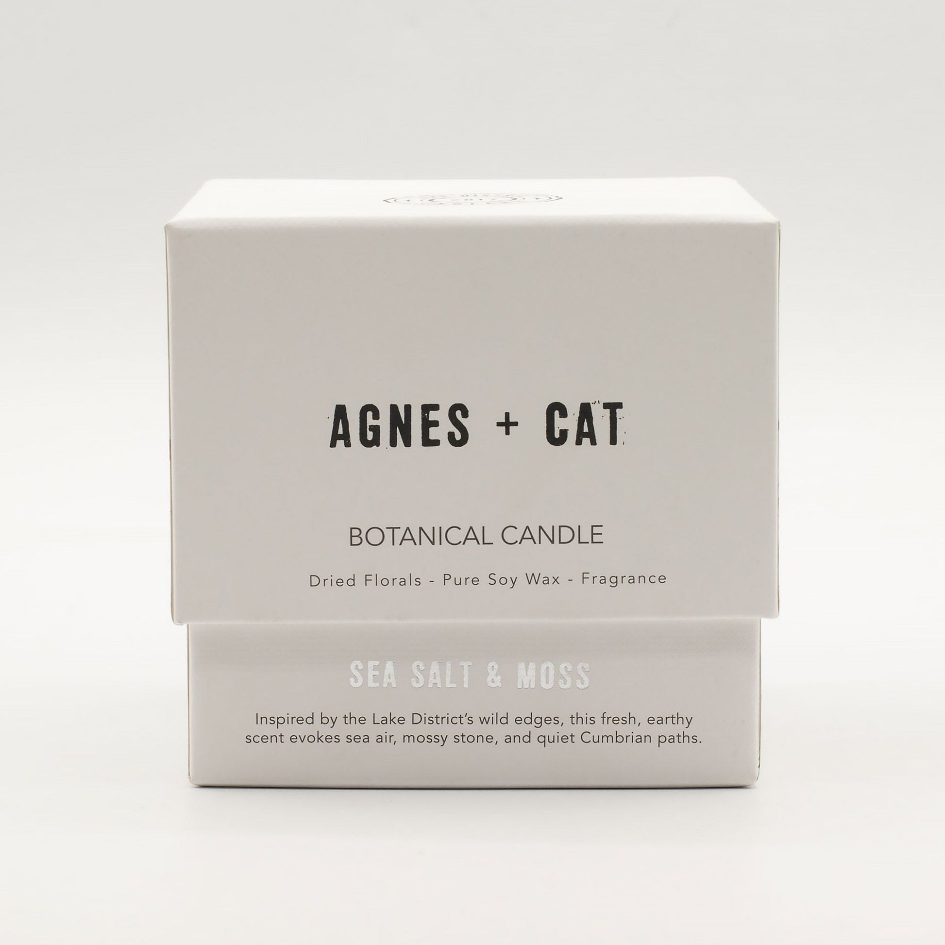 Agnes + Cat Vela de Cera de Soja Botánica - Sal marina y musgo - Agnes + Cat Velas botánicas de cera de soja, Cruelty Free