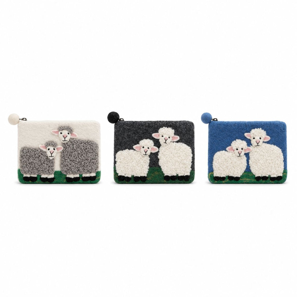 Bolsa de fieltro de oveja, estilo campo, con cremallera (3 surtidos)