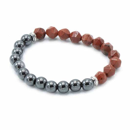 Carved Gemstone Bracelet - Magnetic Red Jasper