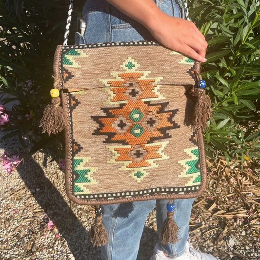 Bolso bandolera de festival Kilim beige - Bolsos de Kilim