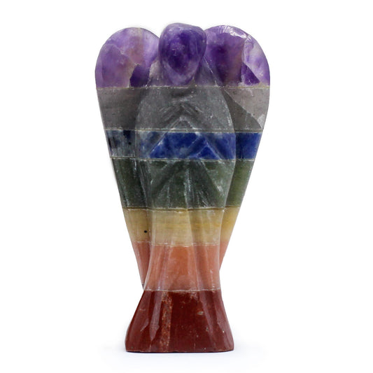 Ángel de Piedras Preciosas Tallado a Mano - Siete Chakras (aprox 5cm) - Figuras de Piedras Preciosas