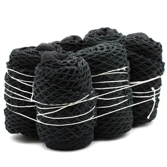 Bolsa de Malla de Algodón Puro - Negro - Bolsa de Malla de Algodón y Yute Suave Puro