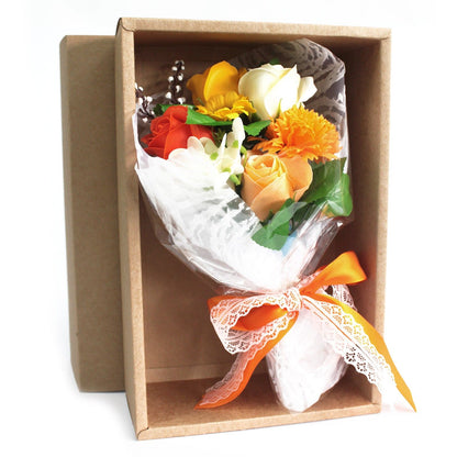 Bouquet de Flores de Jabón en Caja Regalo · Naranja