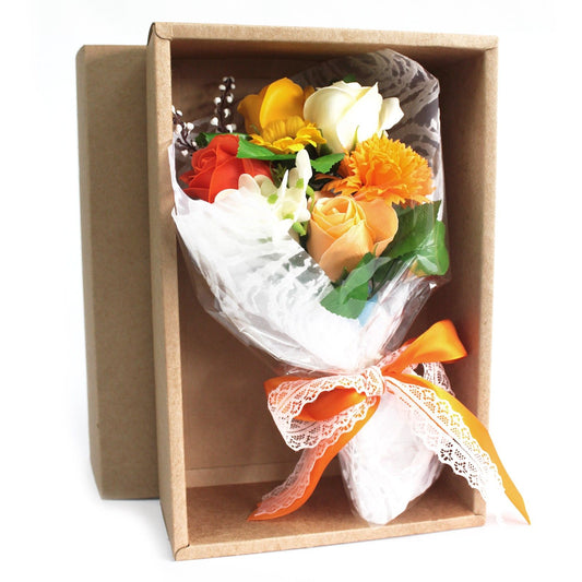 Bouquet de fleurs de savon en coffret cadeau · Orange