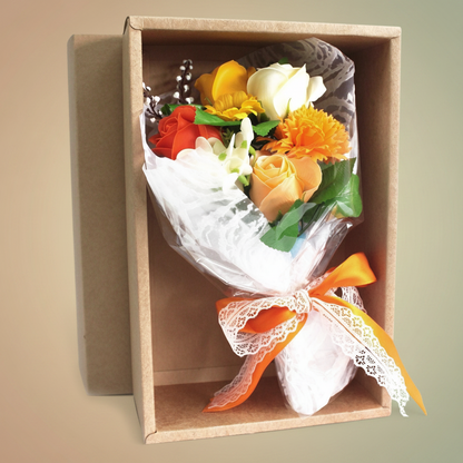 Bouquet de Flores de Jabón en Caja Regalo · Naranja