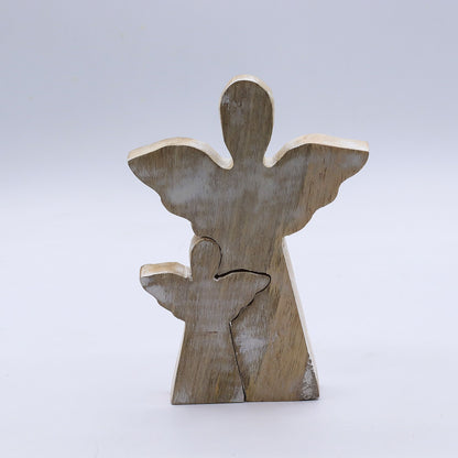 Ángel de madera de mango en Ángel - lavado blanco