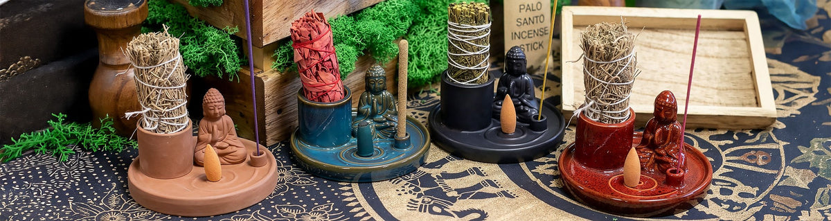 Plato de incienso de Buda multiuso - Estilo terracota natural - Placas de incienso de Buda