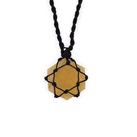 Intertwined Hexagonal Gemstone Pendant - Yellow Quartz