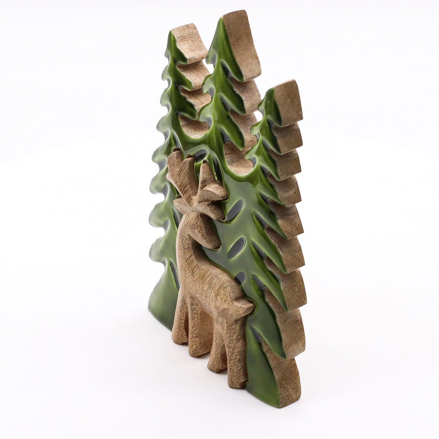 Perdido en el bosque - Ciervo en el bosque 3D Decoración de madera - 23x20cm
