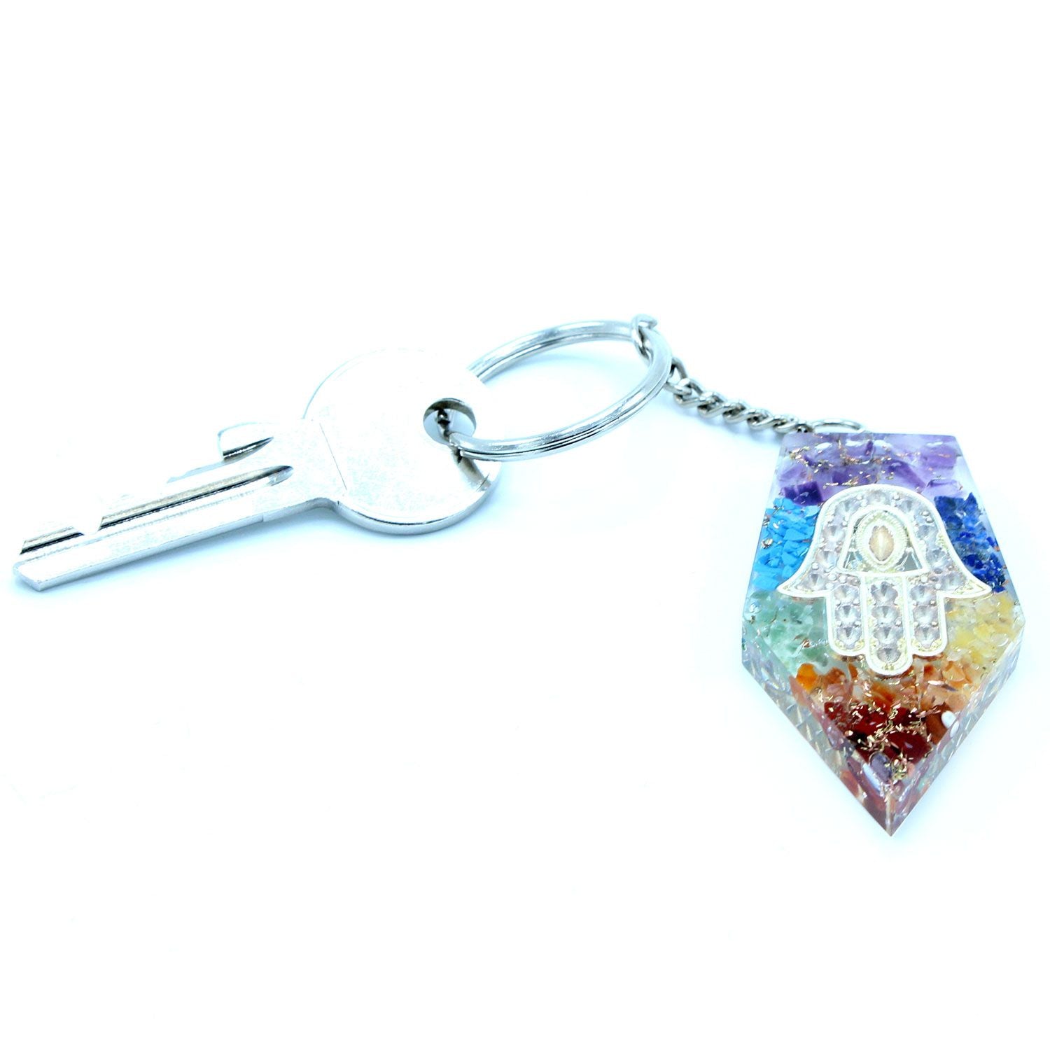 Llavero de poder de orgonita - Piedras Preciosas Chakra Hamsa - Llaveros de Orgonita, chakra