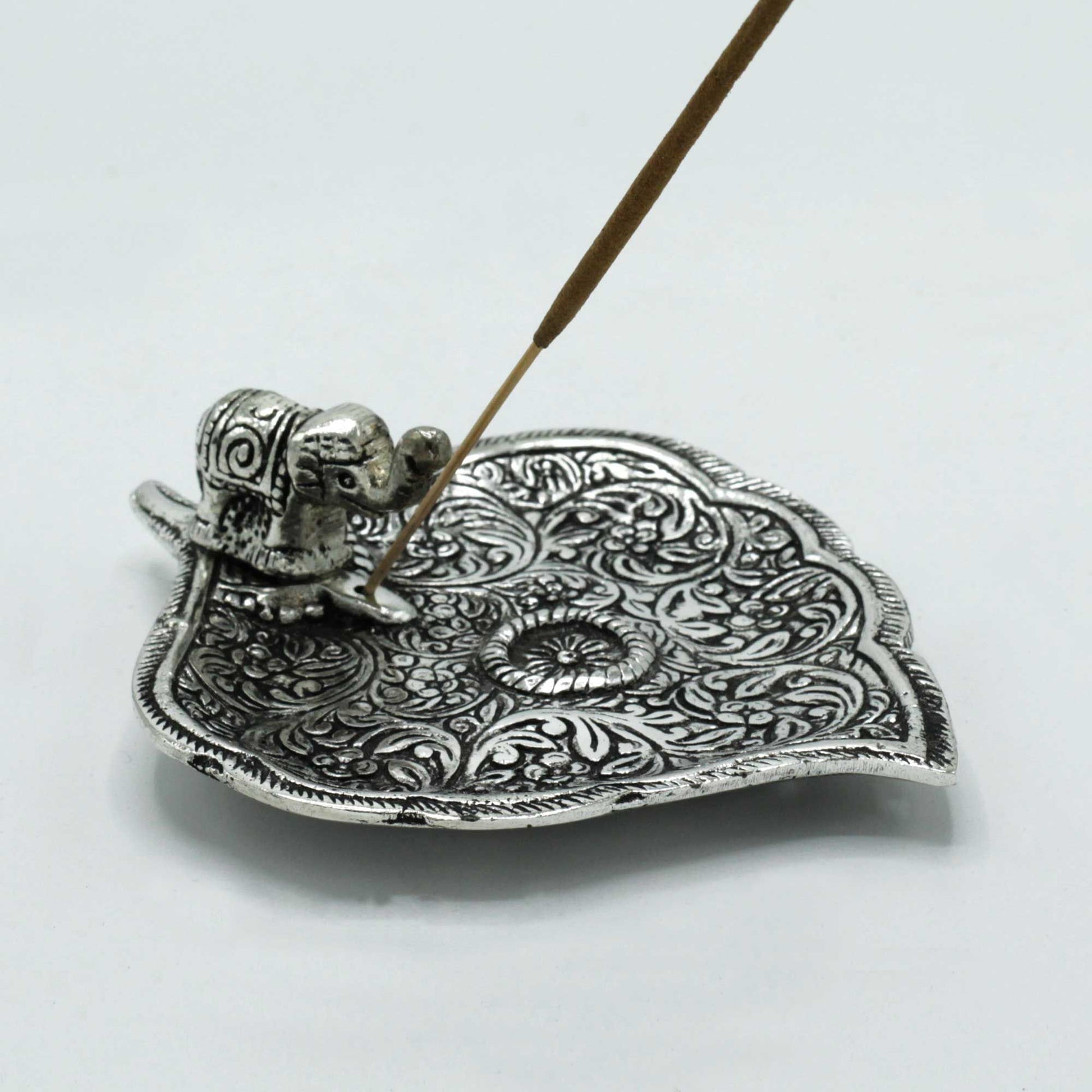 PortaIncienso Hoja de Elefante Aluminio Pulido 11cm - Portainciensos de aluminio hechos a mano