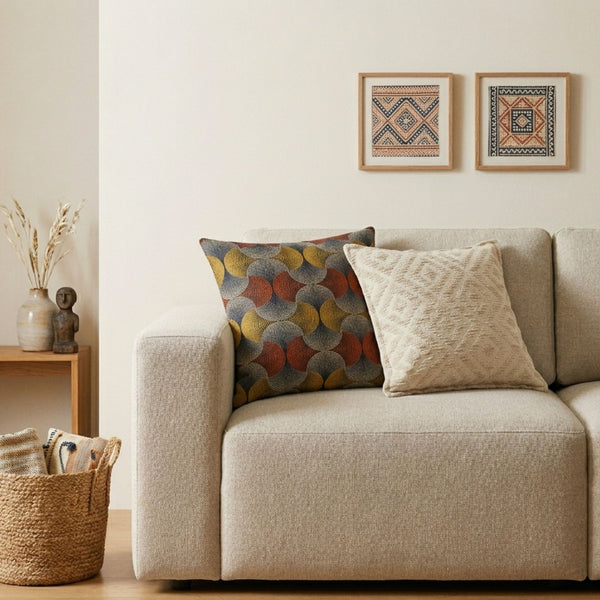 Housse de coussin classique - Crème géométrique neutre - 45x45 cm