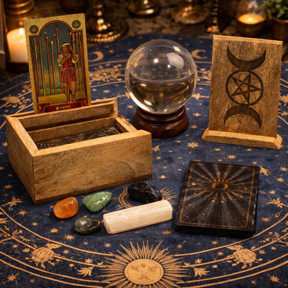 Pequeña caja de Tarot con soporte para cartas