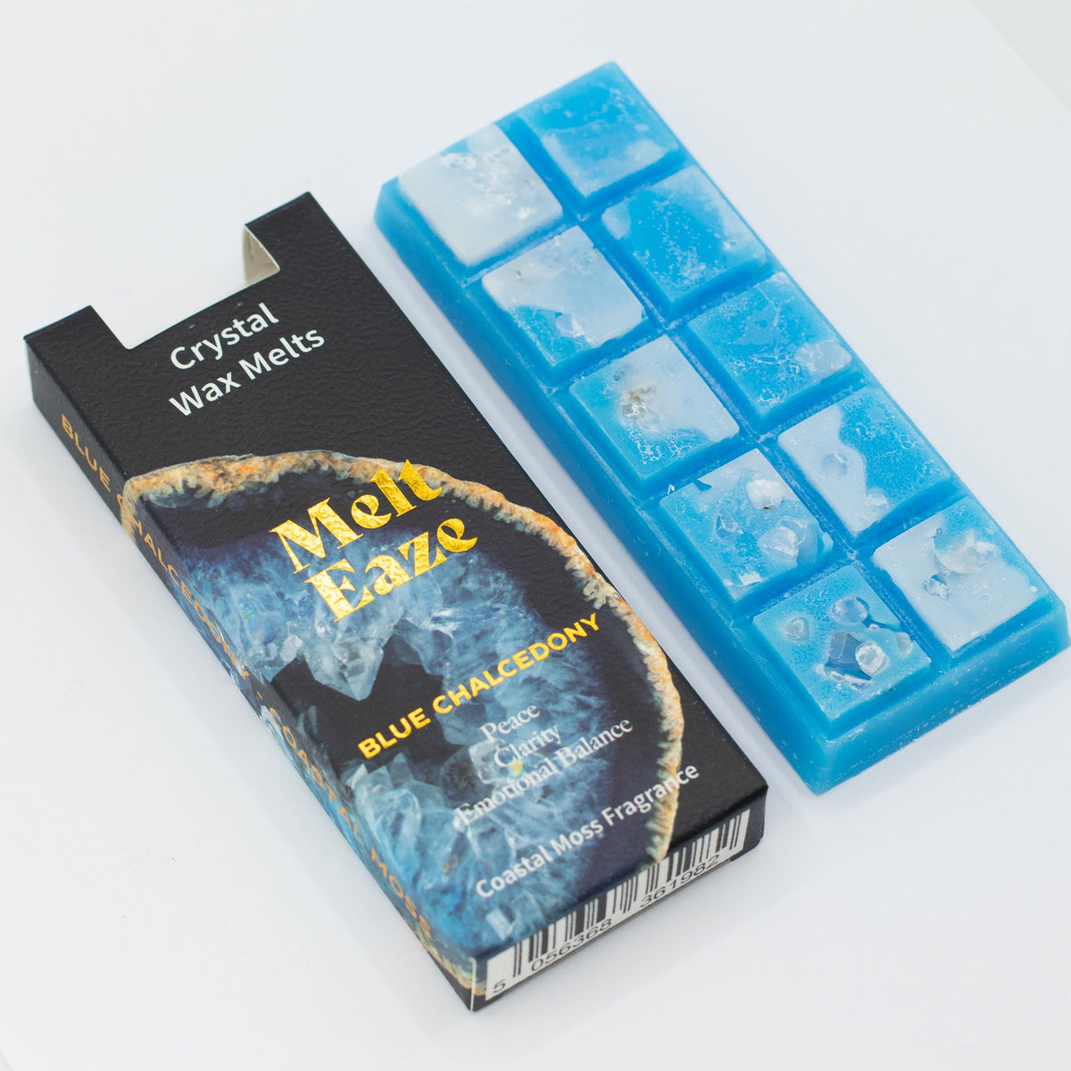 MeltEaze Pastillas de Cera 50 g - Blue Chalcedony - Coastal Moss - Pastillas de Cera derretibles con Gemas