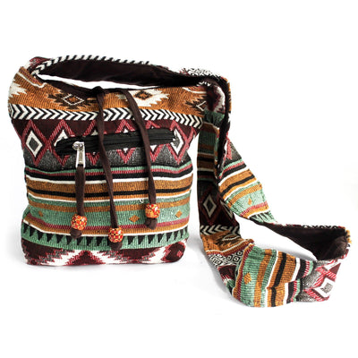 Sac jacquard – bandoulière couleur chocolat