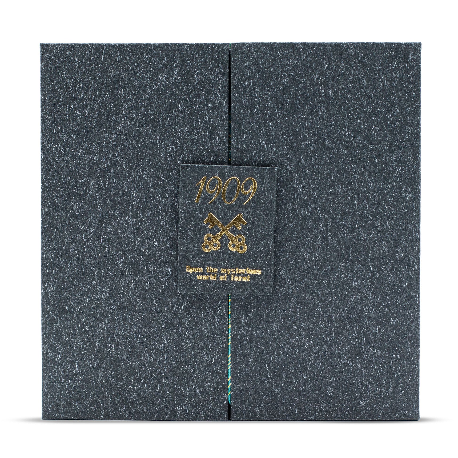Tarjeta de Tarot con Foil en Oro y Turquesa - Conjunto de Regalo - Cartas del Tarot y paños de lectura