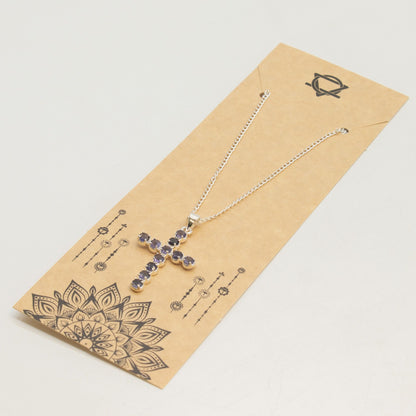 Colgante devocional de la India - Plateado con baño de plata (cadena de 45 cm) - Crucifijo Ionite