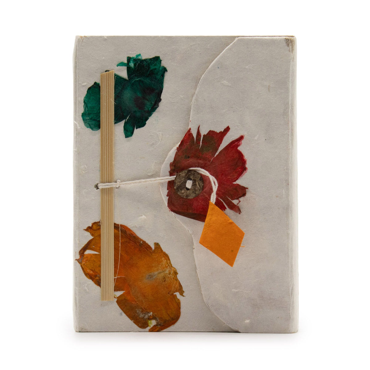 Cuaderno mediano de Lokta con cierre de botón (15x12 cm) - 45 hojas - Diseño floral auténtico del Himalaya elaborado
